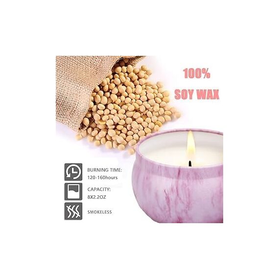 YMing Duftkerzen Geschenkset für Damen, 8 Pack SojaWachs Kerze für Muttertag, Weihnachten,Geburtstag, Valentinstag, Aromatherapie, Bad, Yoga
