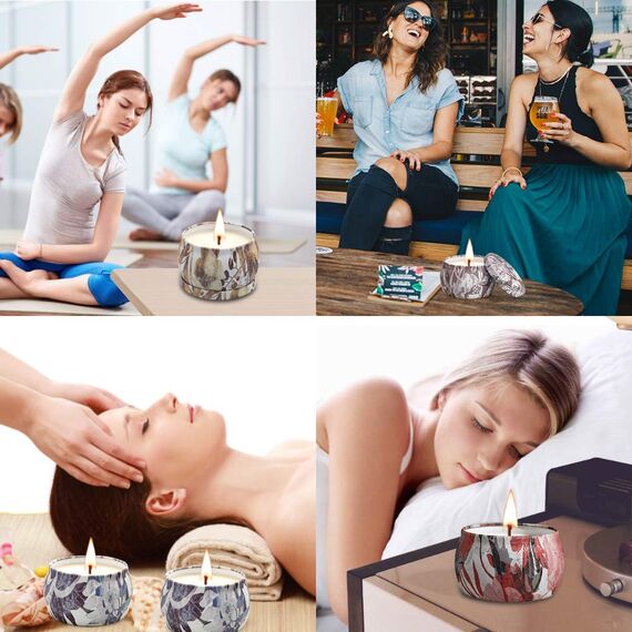 YMing Duftkerzen Geschenkset für frauen, 4 * 5.65Oz bis zu 25-30h, Deko,Outdoor Draußen Kerze,Kerzen set für Bad,Yoga,Spa,Entspannung,Stressabbau