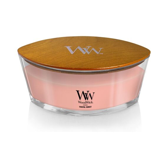 WoodWick ellipsenförmige Duftkerze mit knisterndem Docht | Coastal Sunset | Brenndauer bis zu 50 Stunden