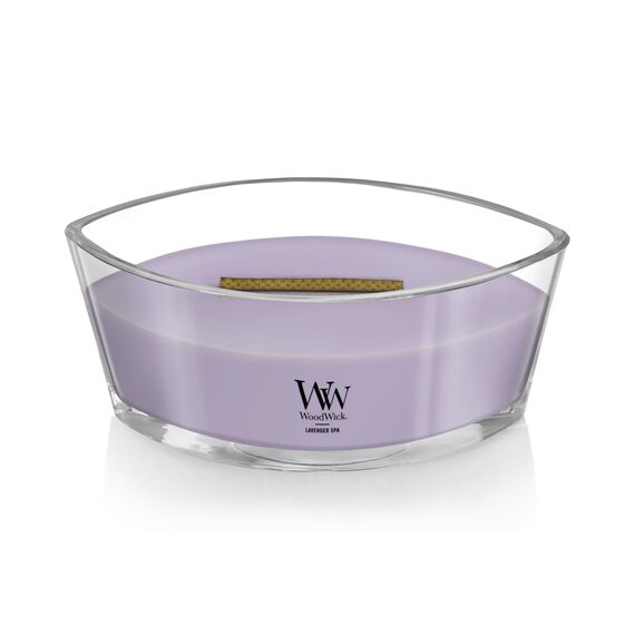 Woodwick Ellipse Duftkerze mit knisterndem Docht | Lavender Spa | Bis zu 50 Stunden Brenndauer