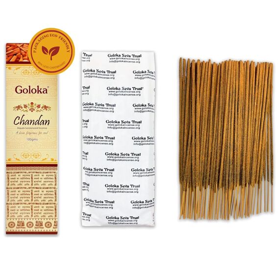 Räucherstäbchen Chandan – 1 Packung mit 100 g (70–90 Stäbchen) – Aromatherapie – Meditation – Yoga – Packaging Eco-Friendly
