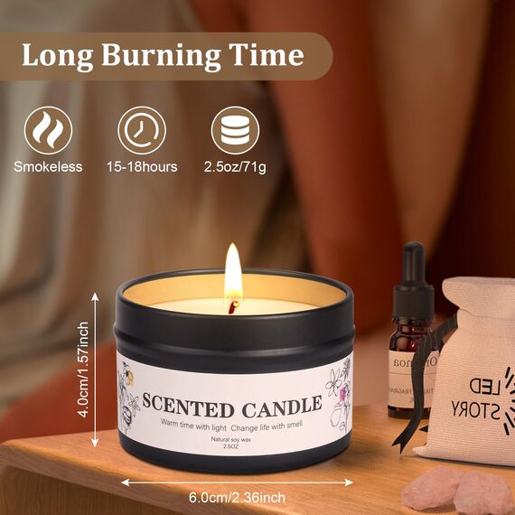 Duftkerzen Geschenkset für Frauen Männer, 6 Stück Duftkerzen im Glas, Natürliches Sojawachs Aromatherapie Duft Candle Set, Kleine Kerzen Geschenke für Weihnachten, Geburtstag, Valentinstag, Muttertag