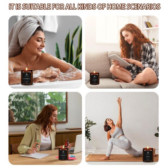 Duftkerze im Glas 6 Düft, Kerzen Geschenke für Männer Frauen 1200 g,6Pcs Duftkerzen Geschenkset,Natürliches Sojawachs Duftkerze Set für Valentinstag,Bad Spa Meditation,Geburtstagsgeschenk