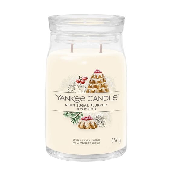 Yankee Candle Signature Duftkerze ; große Kerze mit langer Brenndauer „Spun Sugar Flurries“ ; Soja-Wachs-Mix