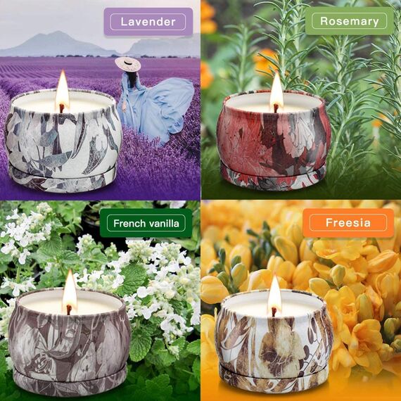 YMing Duftkerzen Geschenkset für frauen, 4 * 5.65Oz bis zu 25-30h, Deko,Outdoor Draußen Kerze,Kerzen set für Bad,Yoga,Spa,Entspannung,Stressabbau