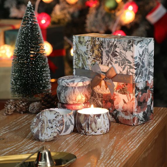 YMing Duftkerzen Geschenkset für frauen, 4 * 5.65Oz bis zu 25-30h, Deko,Outdoor Draußen Kerze,Kerzen set für Bad,Yoga,Spa,Entspannung,Stressabbau