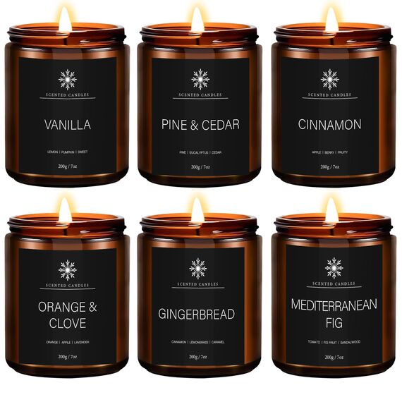 Duftkerze im Glas 6 Düft, Kerzen Geschenke für Männer Frauen 1200 g,6Pcs Duftkerzen Geschenkset,Natürliches Sojawachs Duftkerze Set für Valentinstag,Bad Spa Meditation,Geburtstagsgeschenk