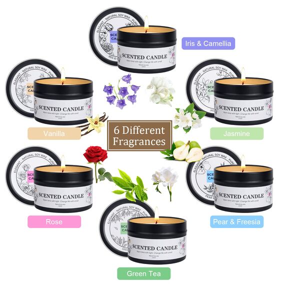 Duftkerzen Geschenkset für Frauen Männer, 6 Stück Duftkerzen im Glas, Natürliches Sojawachs Aromatherapie Duft Candle Set, Kleine Kerzen Geschenke für Weihnachten, Geburtstag, Valentinstag, Muttertag
