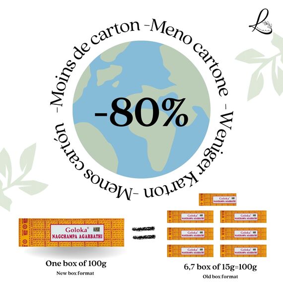 Räucherstäbchen Nag Champa – 1 Packung mit 100 g (70–90 Stäbchen) – Aromatherapie – Meditation – Yoga – Packaging Eco-Friendly