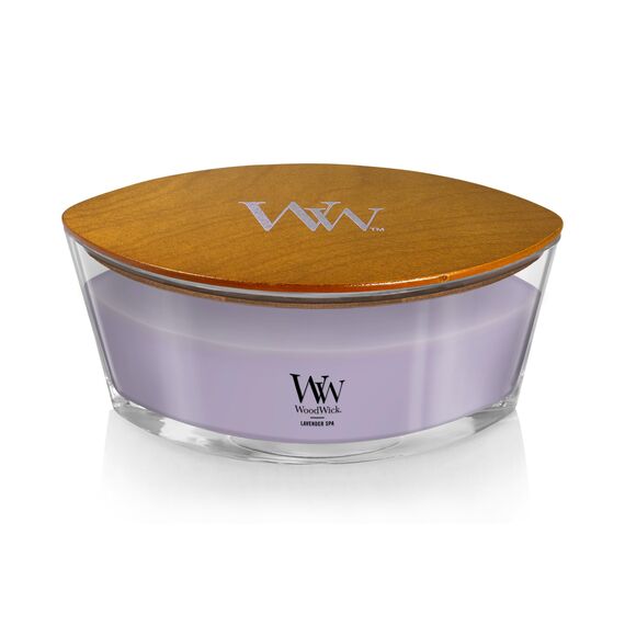 Woodwick Ellipse Duftkerze mit knisterndem Docht | Lavender Spa | Bis zu 50 Stunden Brenndauer