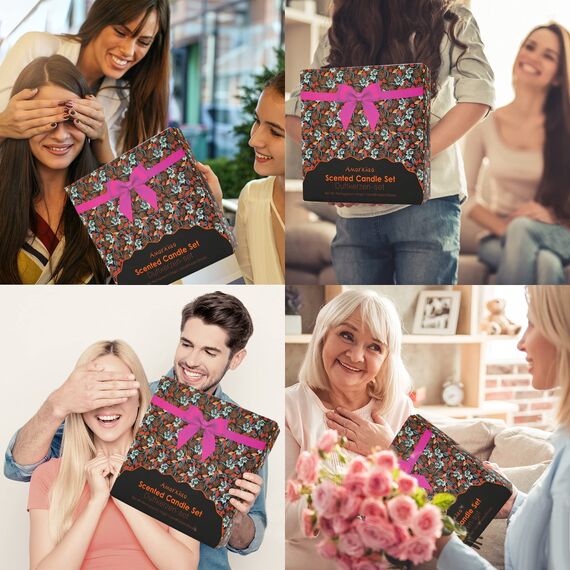 Duftkerzen Geschenke für Frauen,9er Duftkerze geschenkset Geburtstag, 2.5 OZ Natürliche Sojawachs Kerzen mit Deckel, Aromatherapie Weihnachtskalender Geschenk für Mutter, Tochter, Schwester,Familie