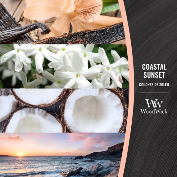 WoodWick Hourglass mittelgroße Duftkerze mit PlusWick InnovationCoastal Sunset