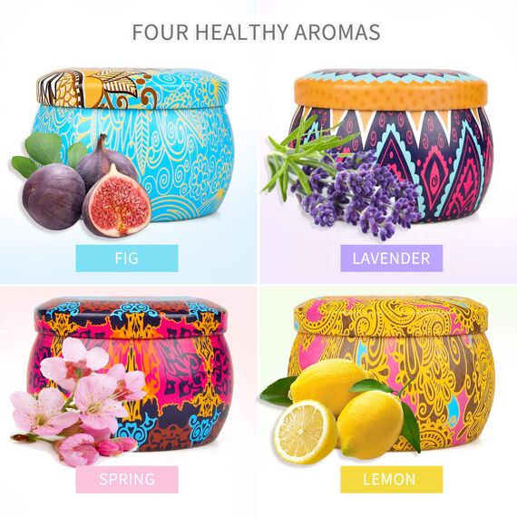 Duftkerzen Geschenkset für Frauen, 4er Duftkerzen Set Natursoja Aromatherapie Kerzen Geschenk für Freundin, Kleine Kerzenset Geschenke für Weihnachtskalender,Muttertag,Valentinstag 2,5 OZ/ST