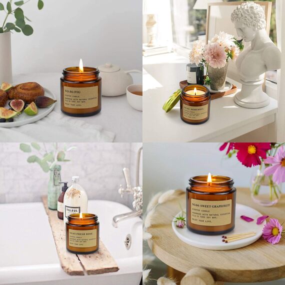 YMing 6Pcs Duftkerzen im Glas, Geburtstagsgeschenk für Frauen 600 g, Brenndauer 150 Std, Natürliches Sojawachs Duftkerze Set für Weihnachten, Bad Spa Meditation