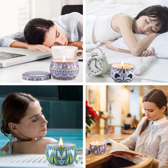 Duftkerzen Geschenke für Frauen,9er Duftkerze geschenkset Geburtstag, 2.5 OZ Natürliche Sojawachs Kerzen mit Deckel, Aromatherapie Weihnachtskalender Geschenk für Mutter, Tochter, Schwester,Familie