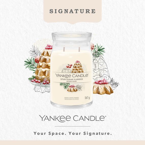Yankee Candle Signature Duftkerze ; große Kerze mit langer Brenndauer „Spun Sugar Flurries“ ; Soja-Wachs-Mix