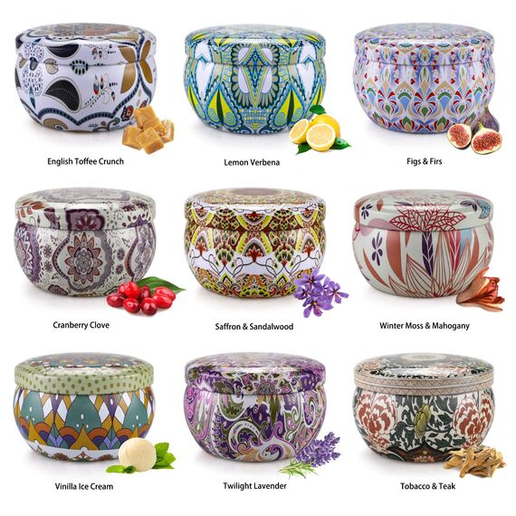 Duftkerzen Geschenke für Frauen,9er Duftkerze geschenkset Geburtstag, 2.5 OZ Natürliche Sojawachs Kerzen mit Deckel, Aromatherapie Weihnachtskalender Geschenk für Mutter, Tochter, Schwester,Familie