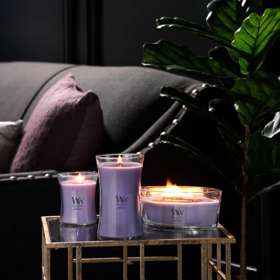 Woodwick Ellipse Duftkerze mit knisterndem Docht | Lavender Spa | Bis zu 50 Stunden Brenndauer