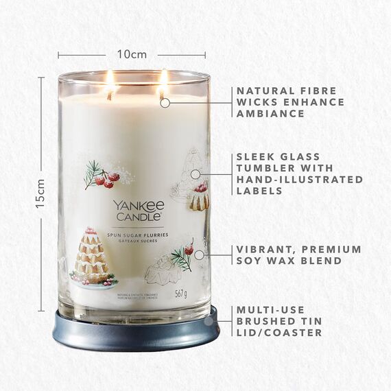 Yankee Candle Signature Duftkerze ; große Tumbler-Kerze mit langer Brenndauer „Spun Sugar Flurries“ ; Soja-Wachs-Mix ; Perfekte Geschenke für Frauen