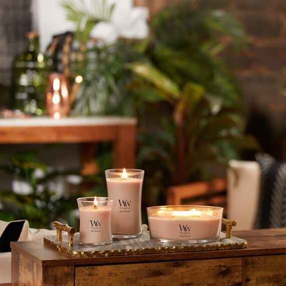 WoodWick Hourglass große Duftkerze mit PlusWick InnovationVanilla & Sea Salt