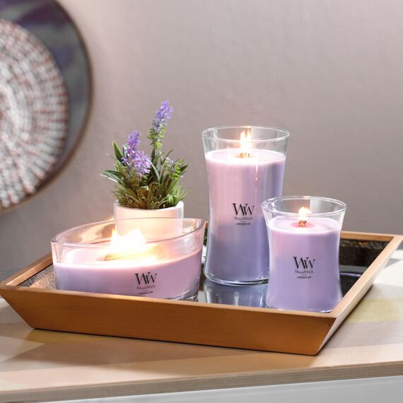 Woodwick Ellipse Duftkerze mit knisterndem Docht | Lavender Spa | Bis zu 50 Stunden Brenndauer