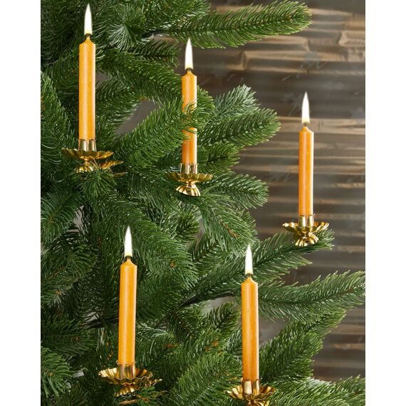 BRUBAKER 20er Pack Baumkerzen 10% Bienenwachs Weihnachtskerzen Pyramidenkerzen Christbaumkerzen Honig-Gelb