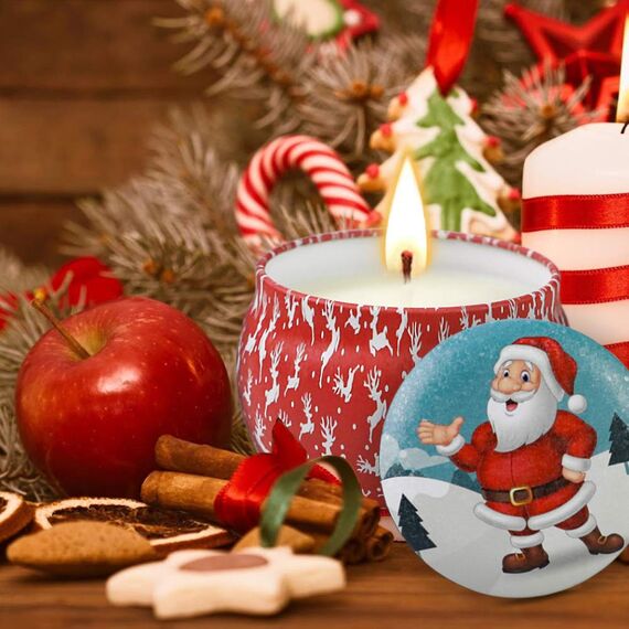 Duftkerzen Weihnachten Geschenkset,Tragbares Blech Geschenkset im 4er-Pack,120 Brennstunden, Natürliches Sojawachs mit ätherischen Ölen Kerzen, Geschenk für Frauen