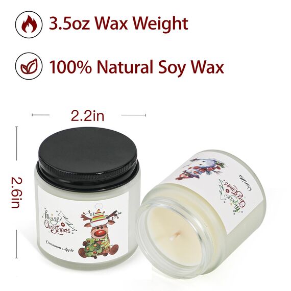 Weihnachtskerzen aus Glas für Frauen,6 Pack Duftkerzen Set,Natürliches Sojawachs,Aromatherapie-Kerzen zum Geburtstag, Kerzen im Weihnachten für Frauen,Männer,Freundinnen,Kollegen