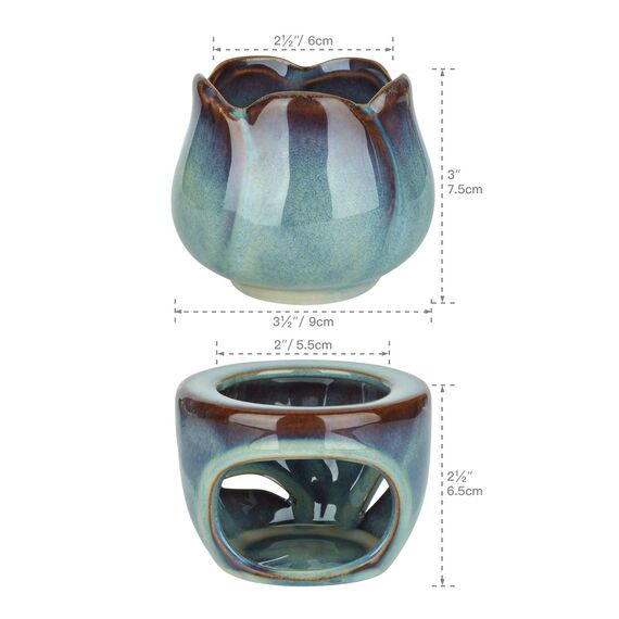 ComSaf Duftlampe für ätherische Öle, mit Teelichtlöffel, Abnehmbarer Aromatherapie-Brenner aus Blauer Keramik, Aroma-Öl-Kerzendiffusor, Duftwachstörtchen für Zuhause, Schlafzimmer, Dekoration