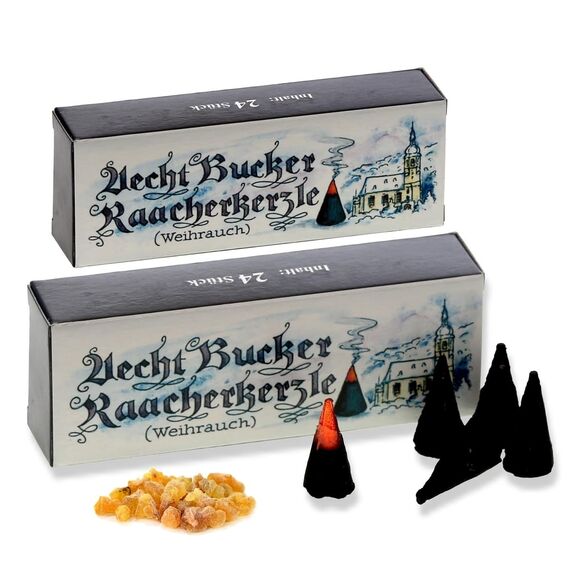 Bockauer Räucherkerzen Erzgebirgische Aecht Bucker Raacherkerzle - Echt, Räucherduft:2 Packs Weihrauch