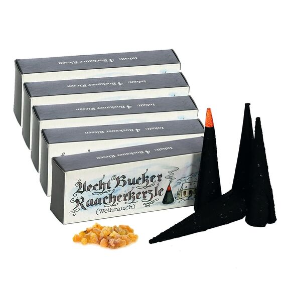 Bockauer Räucherkerzen Erzgebirgische Aecht Bucker Raacherkerzle - Echt, Räucherduft:5 Packs Weihrauch Riesen