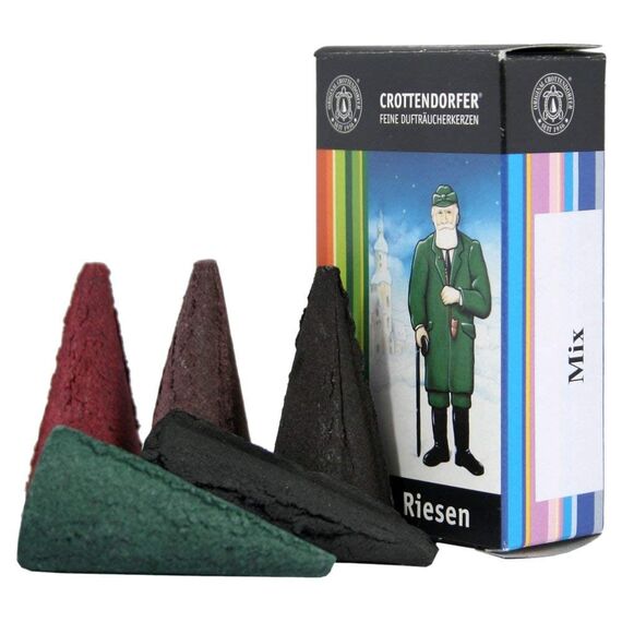 Original Crottendorfer - Riesen Räucherkerzen Set - Düfte: Bergmannsduft, Bunte Mix, Sommer, Winter - 25 Stück - Größe: XL - Made in Germany