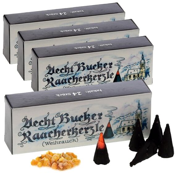 Bockauer Räucherkerzen Erzgebirgische Aecht Bucker Raacherkerzle - Echt, Räucherduft:4 Packs Weihrauch