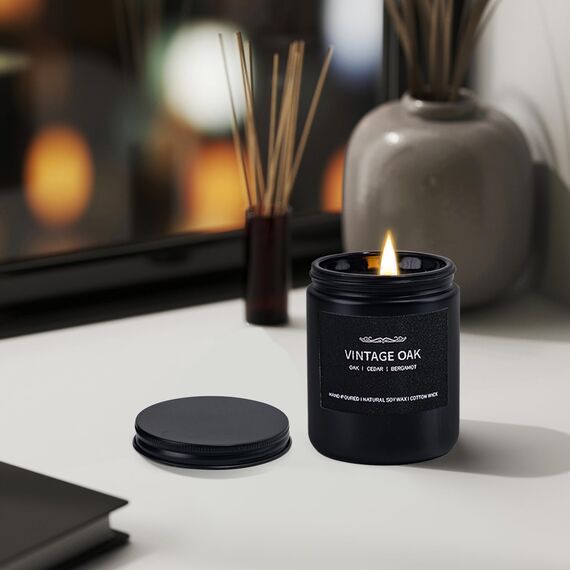 Duftkerzen für Männer, Duftkerzenset Sojawachskerzen für Zuhause Ihn, 4er Pack Herrenduftkerzen Vatertagsgeschenke Geschenke für Männer Düfte von Leder/Eiche/Lavendelholz/Rauchige Vanille