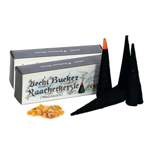 Bockauer Räucherkerzen Erzgebirgische Aecht Bucker Raacherkerzle - Echt, Räucherduft:2 Packs Weihrauch Riesen