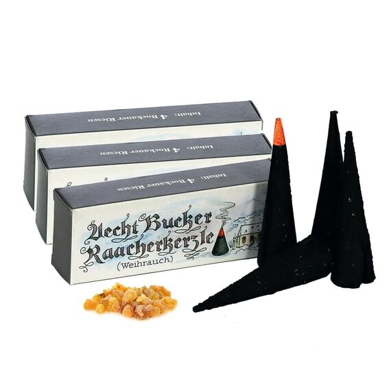 Bockauer Räucherkerzen Erzgebirgische Aecht Bucker Raacherkerzle - Echt, Räucherduft:3 Packs Weihrauch Riesen