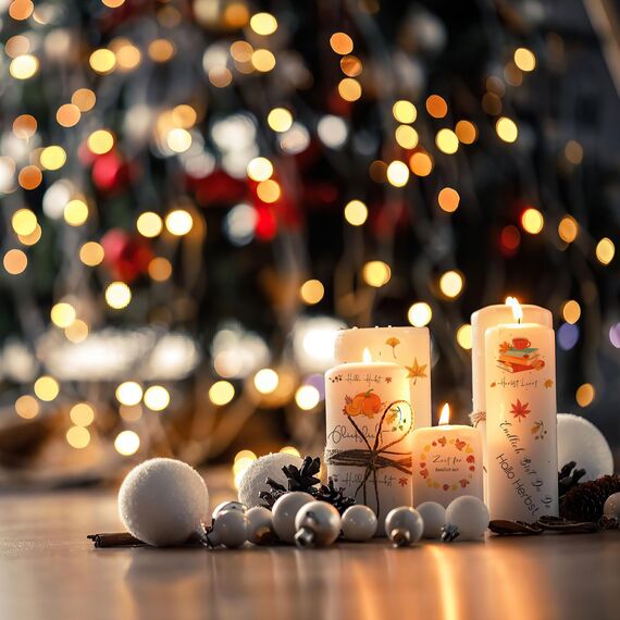 ALLAVA 6 Blatt Kerzentattoos Herbst, Herbst Kerzen, Rub On Sticker Herbst, Herbst Dekoration, Sticker Herbstdeko für Kinder zum Basteln, DIY Kerzen Geschenk, Kerzen Dekorieren (19x14, Herbst C)