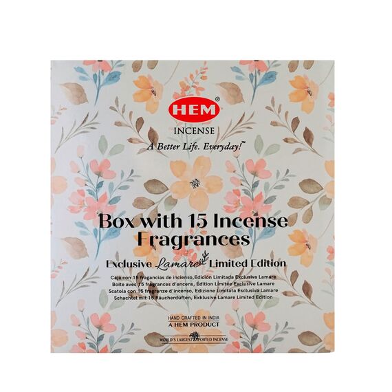 Hem Incense Set - Assortment of 15 (with an Exclusive Fragrance) - Total 300 Sticks - Aromatherapy - Meditation - Spirituality - Natural and Ecological