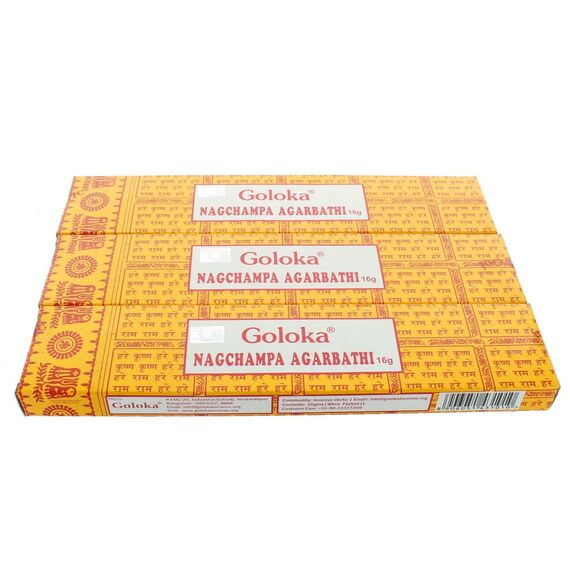 Goloka Räucherstäbchen Nagchampa Agarbathi, Bundle of 3 Packs