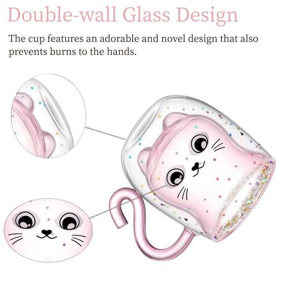 JORTINE Geburtstagsgeschenk für Frauen, Geschenke für Frauen mit Katzentasse, Geschenk Freundin Geburtstag Valentinstag, Positive Katze Geschenke für Frau Kinder Mama, Geschenk für Katzenliebhaber