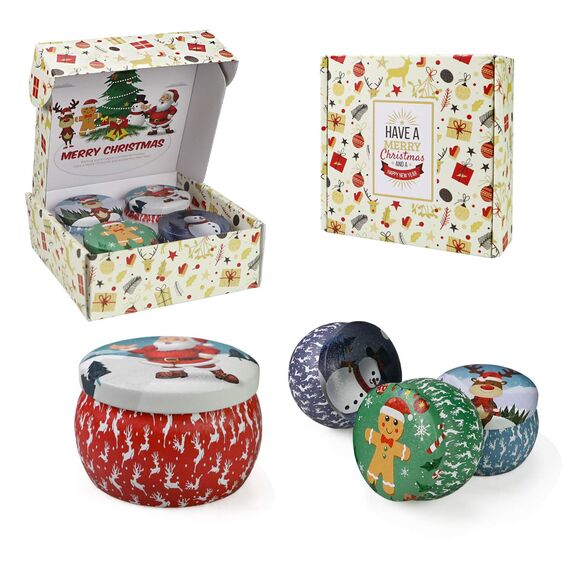 Yinuo Candle DuftKerzen Weihnachten Geschenkset für Frauen, 4 Pack SojaWachs-Kerze Stress Relief, 30-Stunden-Dauer, Frauen Geschenke zu Weihnachten, Lavendel