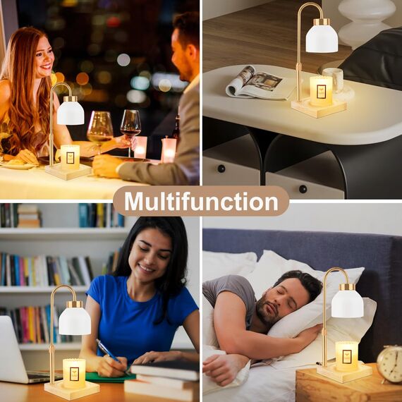 T-SUN Kerzenwärmer Lampe, Candle Warmer Lamp, Duftlampe Wachswärmer mit Timer, Dimmbare Elektrischer Kerzenwärmer Lampe, Höhenverstellbar Kerzenwärmer für Yoga, Zuhause, Schlafzimmer, Dekoration(Weiß)