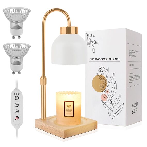 T-SUN Kerzenwärmer Lampe, Candle Warmer Lamp, Duftlampe Wachswärmer mit Timer, Dimmbare Elektrischer Kerzenwärmer Lampe, Höhenverstellbar Kerzenwärmer für Yoga, Zuhause, Schlafzimmer, Dekoration(Weiß)