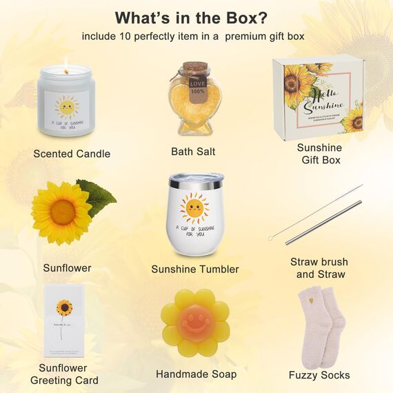 JORTINE Geschenke für Frauen, Sonnenblume Geburtstagsgeschenk für Frauen, Geschenk Freundin Geburtstag, Entspannung Geschenkset für Sie Beste Freundin Schwester Mama Kollegen ﻿