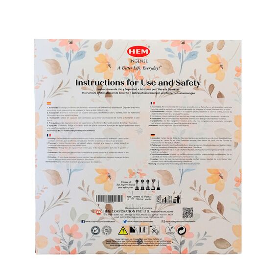 Hem Incense Set - Assortment of 15 (with an Exclusive Fragrance) - Total 300 Sticks - Aromatherapy - Meditation - Spirituality - Natural and Ecological