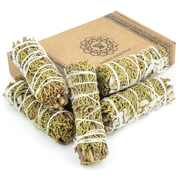 MUT22 5 Salbei und Wacholder 10 cm Premium Kalifornischer, 100% natürlich und reinigend, ideal für spirituelle und energetische Rituale