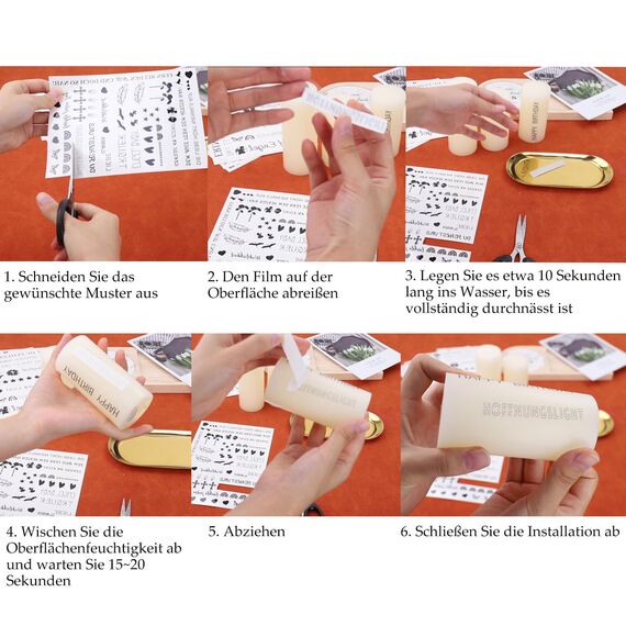 ALLAVA 2 Stück Kerzentattoos Weihnachten, Kerzen Tattoos A4, Wasserschiebefolie Rub on Sticker Weihnachten, Kerzensticker Kerzenfolie für Kerzen oder Keramik Bogen DIY Stickerbogen (Weihnachten A)