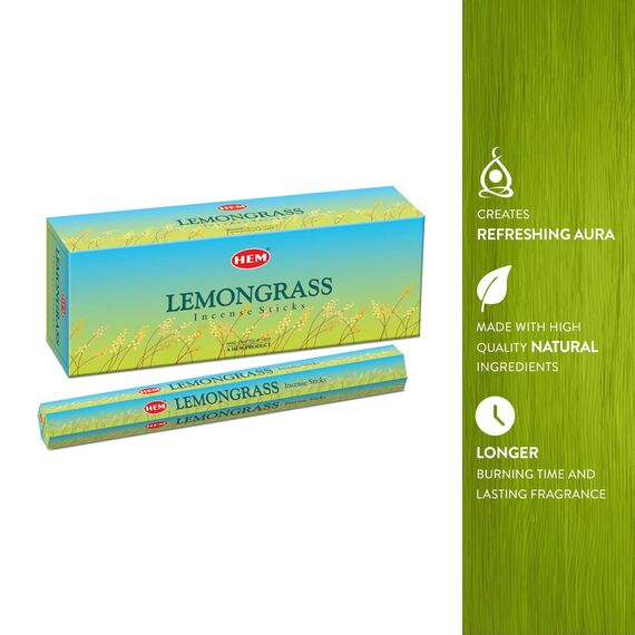 HEM Saum Zitronengras Räucherstäbchen, 6 Packungen à 20 Stäbchen, Braun
