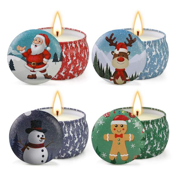 Yinuo Candle DuftKerzen Weihnachten Geschenkset für Frauen, 4 Pack SojaWachs-Kerze Stress Relief, 30-Stunden-Dauer, Frauen Geschenke zu Weihnachten, Lavendel