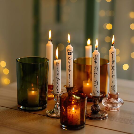 ALLAVA 2 Stück Kerzentattoos Weihnachten, Kerzen Tattoos A4, Wasserschiebefolie Rub on Sticker Weihnachten, Kerzensticker Kerzenfolie für Kerzen oder Keramik Bogen DIY Stickerbogen (Weihnachten A)